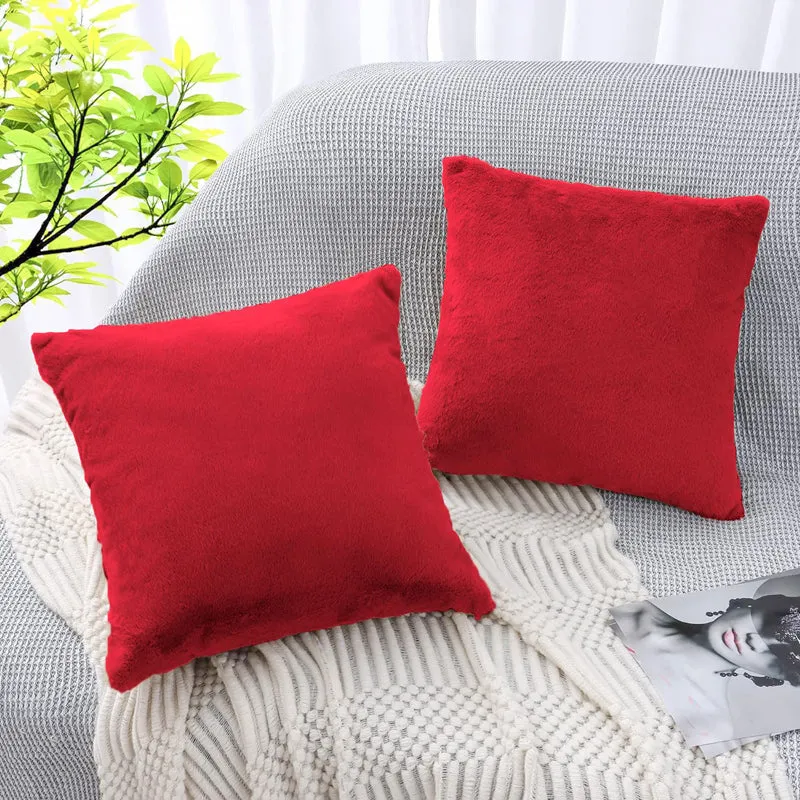 Fur Dual Cushion Cover Set (Red) - Set Of Two media 3