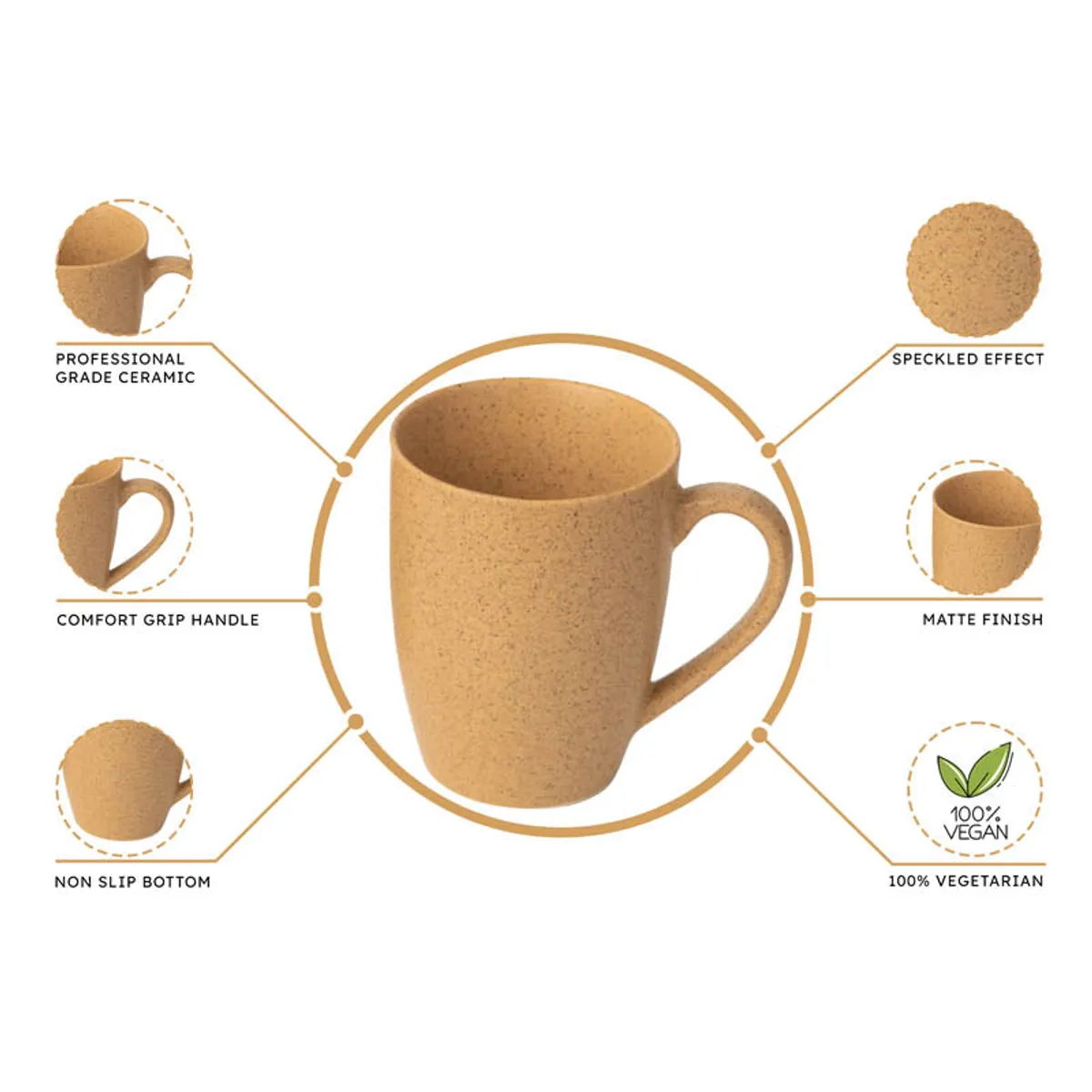 Single speckled ceramic mug with a visible handle and matte surface