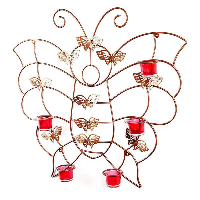 Sylva Wing Iron & Glass Tea Light Holder - Copper media 4
