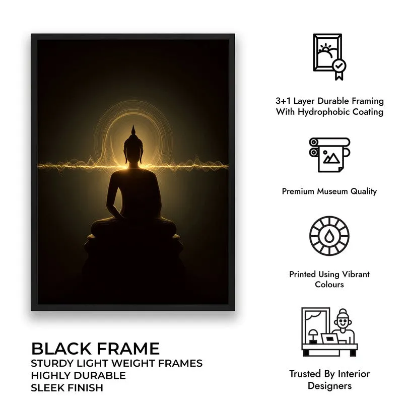 Silence Of Buddha Archival Paper Wall Painting With Black Frame media 9