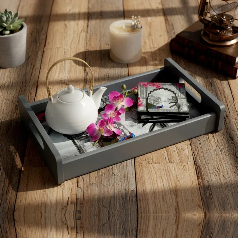 NatureNest Serving Tray with 4 Coasters - Five Piece Set media 1