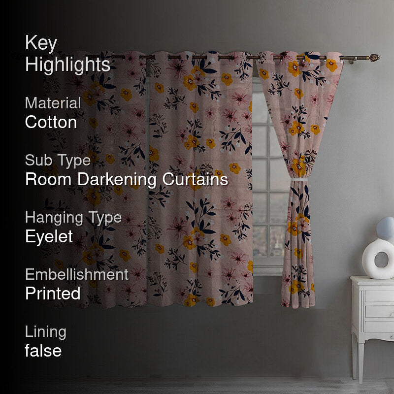 Blooming Charm Room Darkening Curtain - Set Of Three media 2