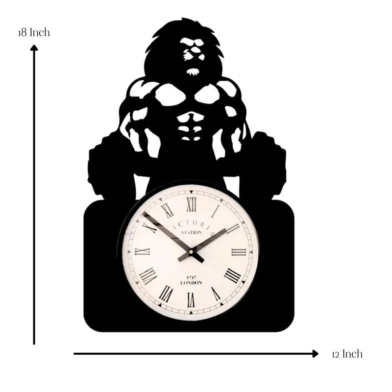 Body Builder Steel Analog Wall Clock - Black media 7