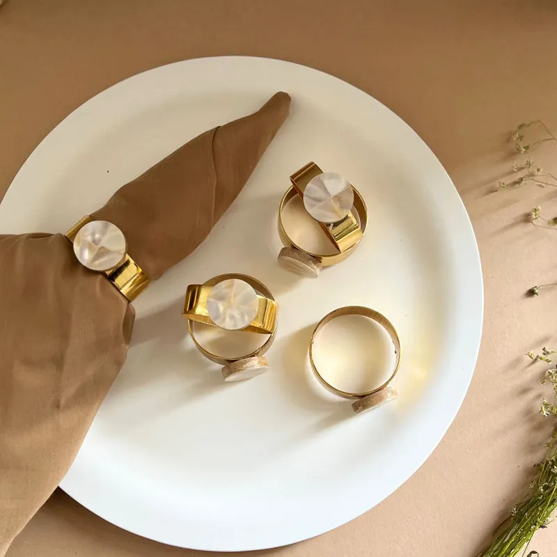 Asher Round Handcrafted Mother Of Pearl Napkin Rings - Set Of Six media 4