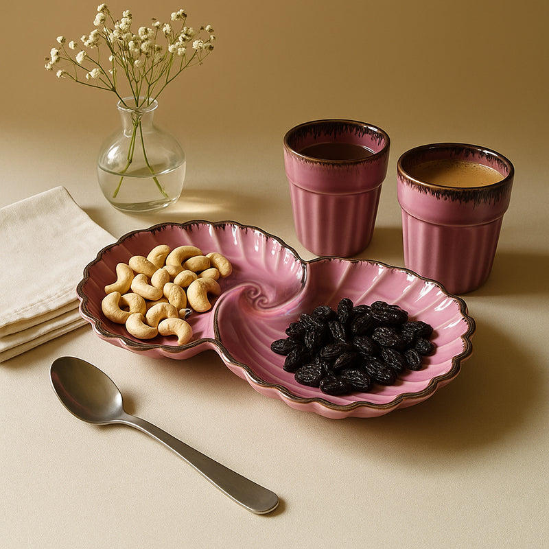 Shelliv Ceramic Platter with Kulhad - Three Piece Set