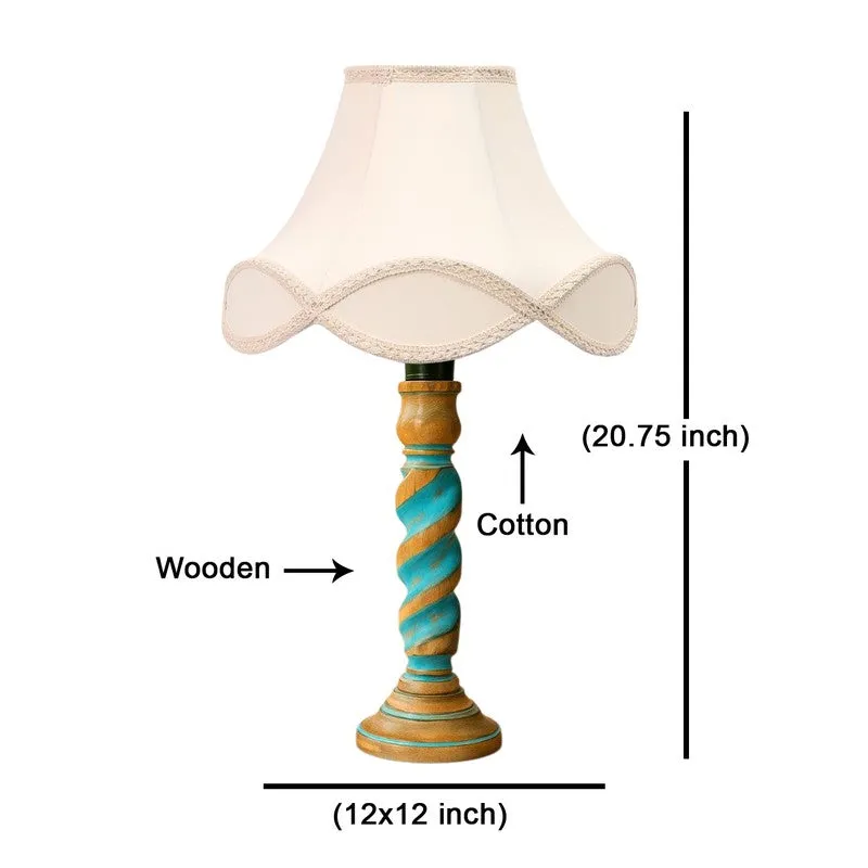 Elara Oria Wooden Table Lamp - OffWhite media 8