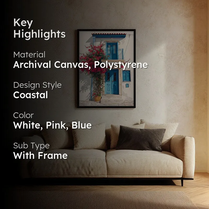 Santorini Canvas Wall Painting - Black Frame media 2