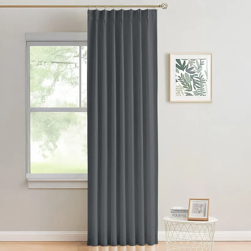 Noir Double Pinch Pleat Blackout Curtain - Grey media 1