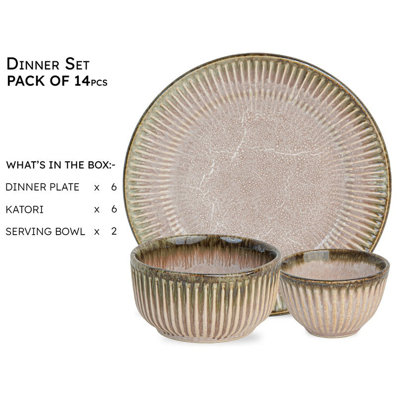 Mintora Pink Ceramic Dinner Set - 14 Piece Set media 5