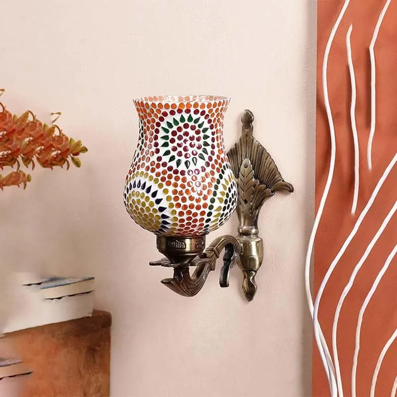 Mandala Pied Glass & Metal Wall Lamp - Multicolor media 3