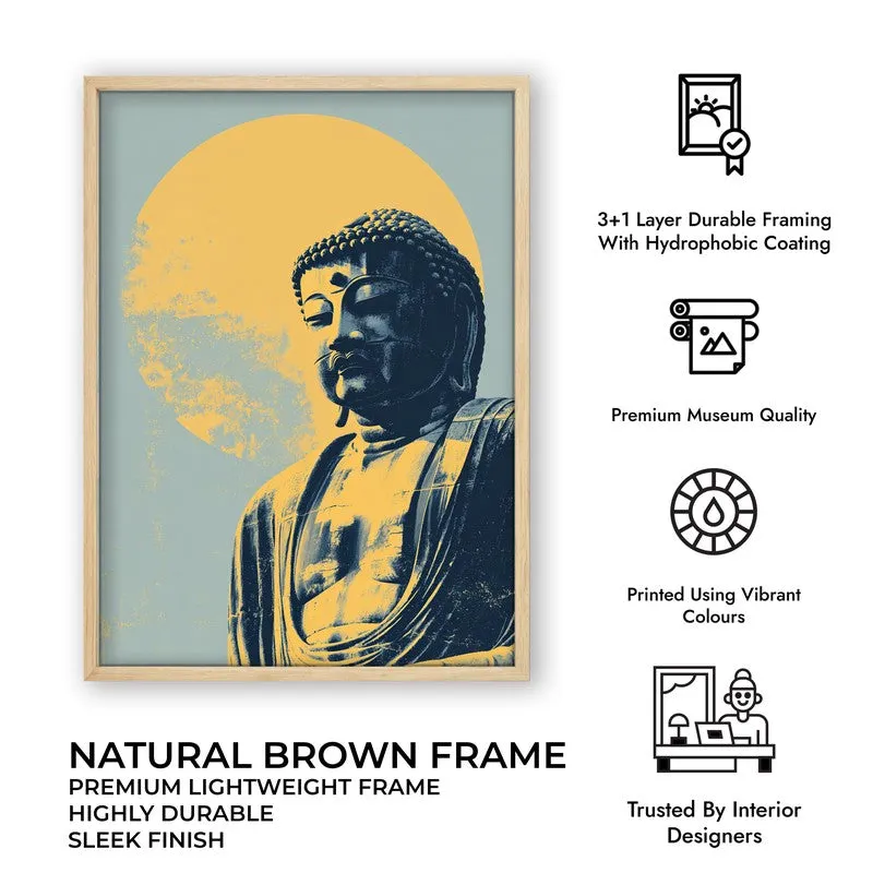Buddha In Golden Aura V Archival Paper Wall Painting With Brown Frame media 9