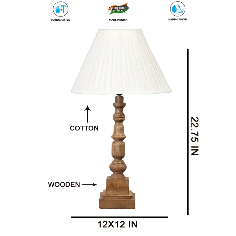 Pleatra II Arbor Wooden Table Lamp - White,Brown media 7