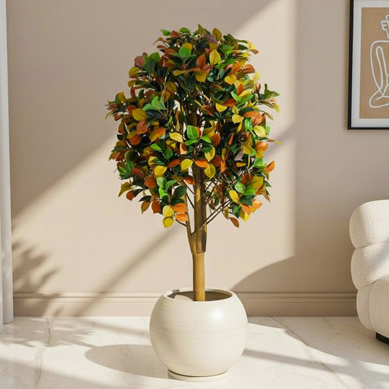 Verdis Artificial Ficus With Black Plastic Pot - 4 Feet