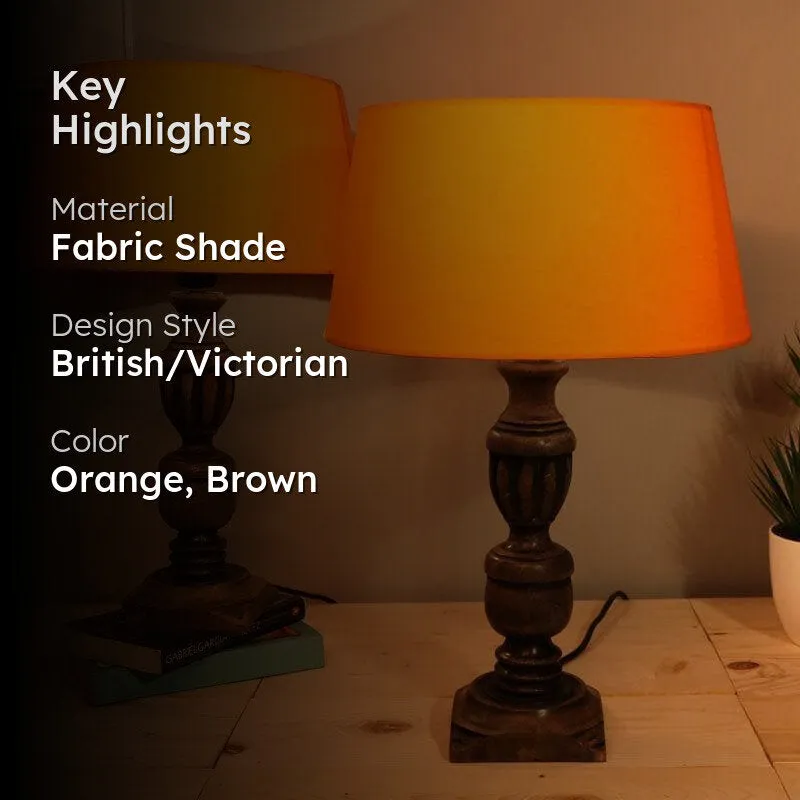 Aashna Fabric Table Lamp (Orange) - Set of Two media 2