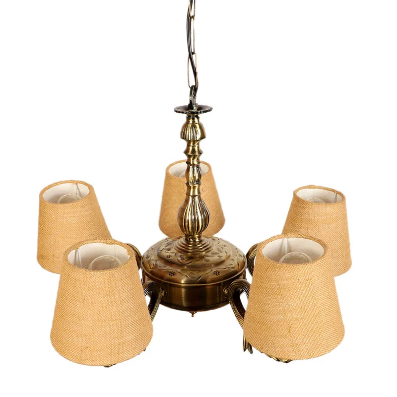 Vistara Conical Golden Antique Ceiling Lamp - Beige media 4