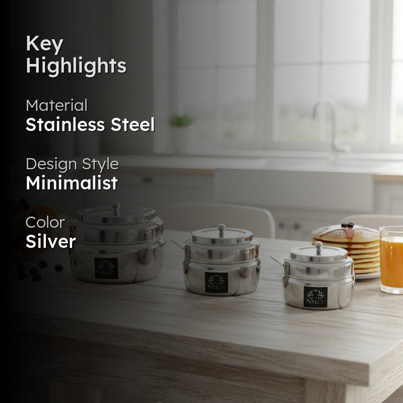 Simmer Silver Stainless Steel Containers - Set of Three media 2