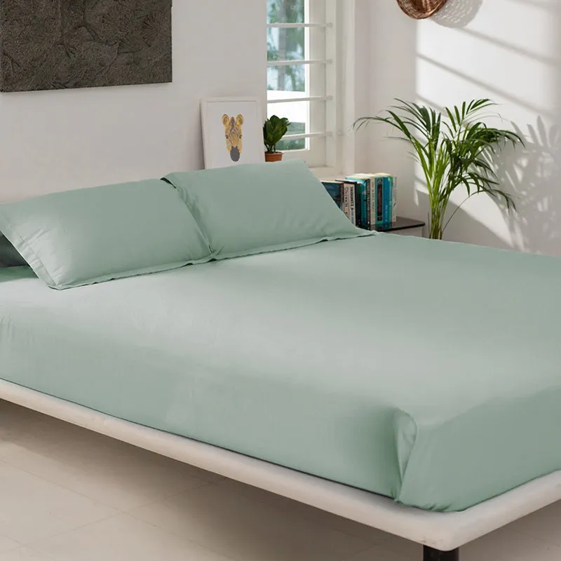Maison Solid Cotton Bedsheet (Sage Green) - 400 TC media 5