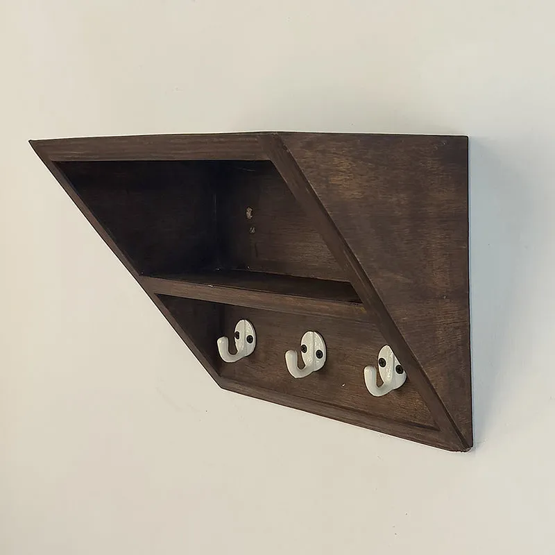 Birchline Wooden Wall Shelf Organiser with Key Holders media 5