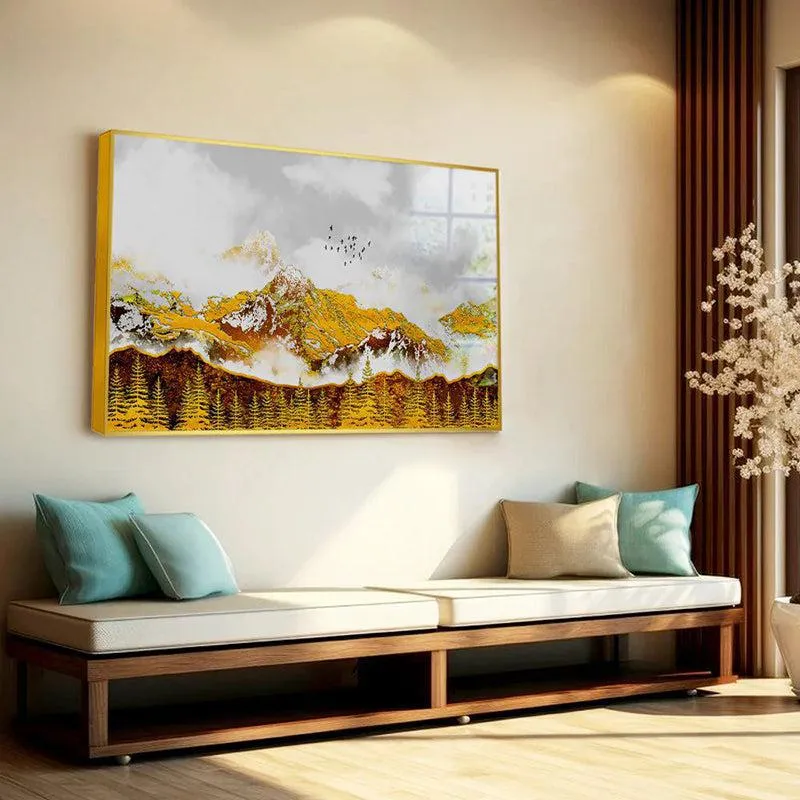 Sunlit Summits Canvas Wall Art With Frame - Gold media 4