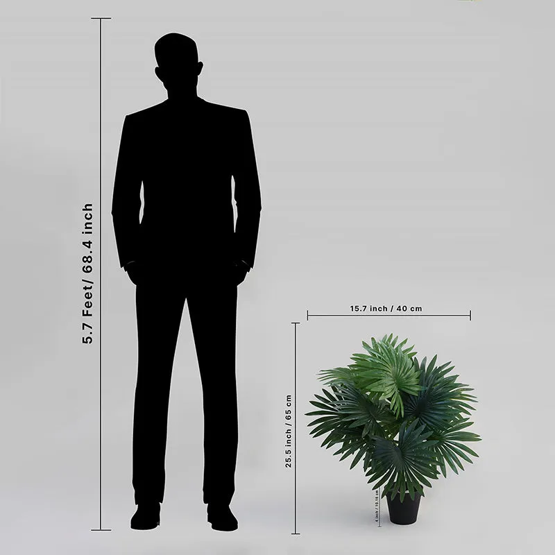 Faux Everlasting Fan Palm With Black Plastic Pot - 58 cm media 10