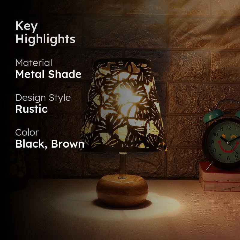 Astrova Flora Etched Metal Table Lamp - Black,Brown media 2