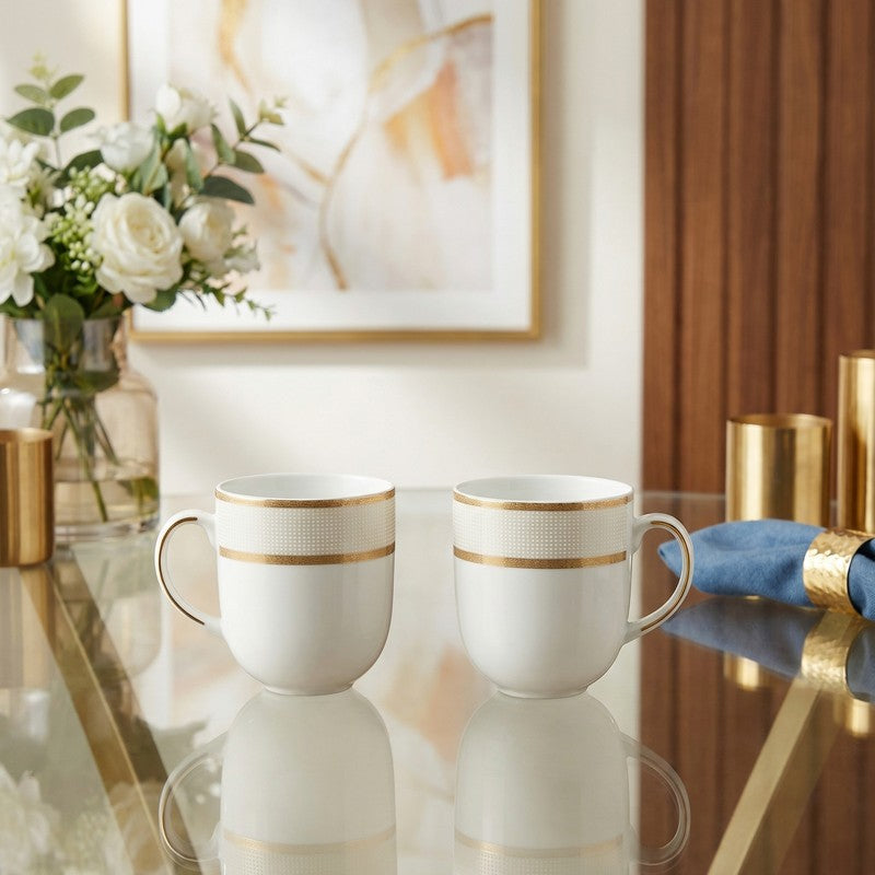 Classic Sip Porcelain Coffee Mug (300 mL Each) - Set Of Two