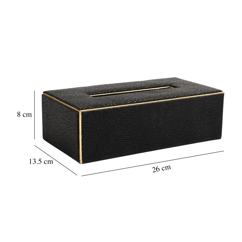 Meho Leather Tissue Box - Black media 6