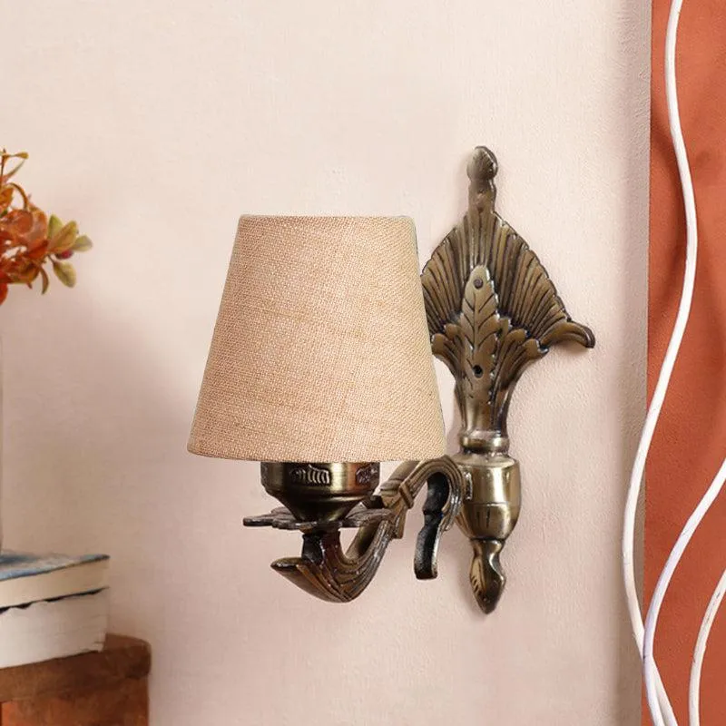 Magda Masique Conical Fabric & Metal Wall Lamp - Beige media 3