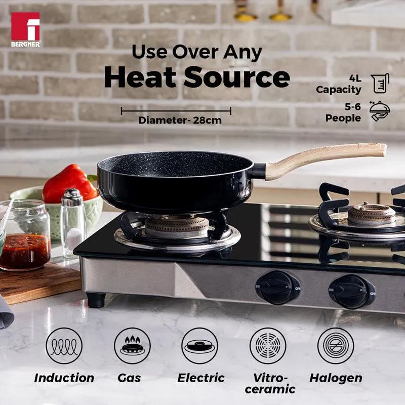 Bergner Induction Safe Frying Pan With Lid - 4000 ml/11 Inches media 1