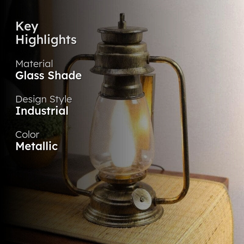 Faris Lantern Glass Table Lamp - Metallic media 2