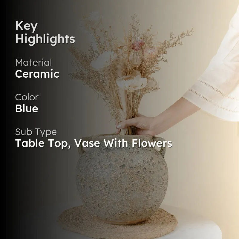 Rustic Ceramic Vase with Dried Flower Bunch media 2