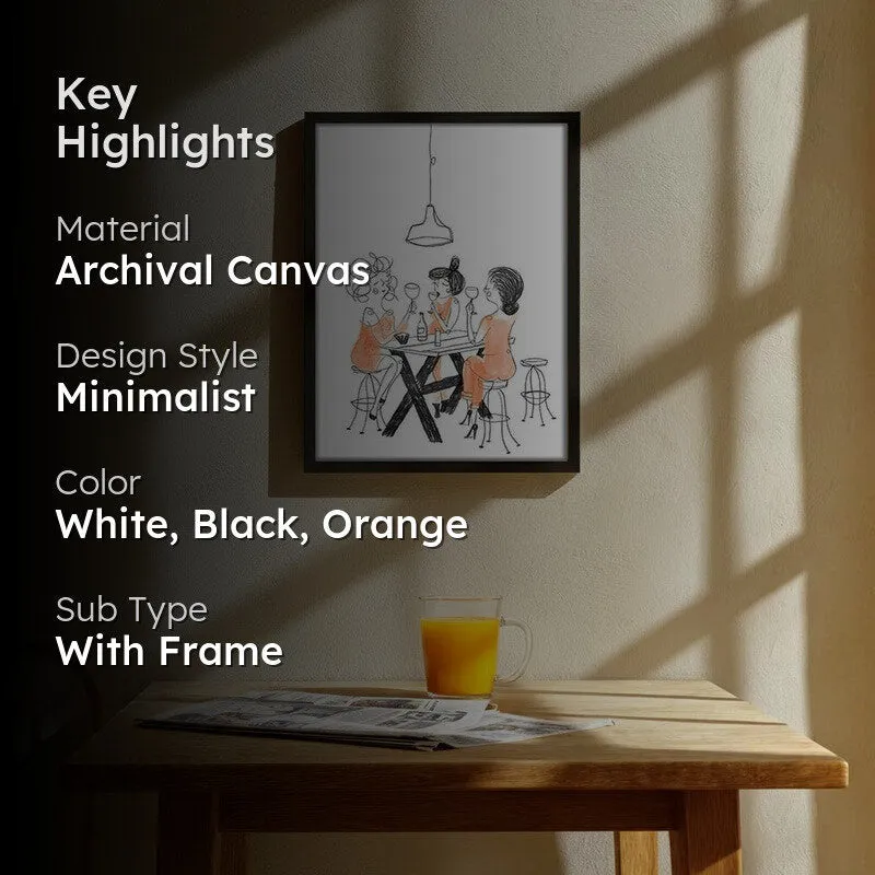 Figurine Dining Archival Canvas Wall Art - Black media 2
