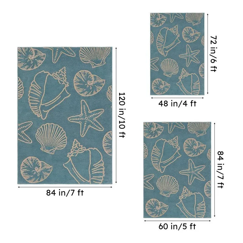 Seashell Hand Tufted Swirl Kids Wool & Nylon Carpet - Turquoise media 15
