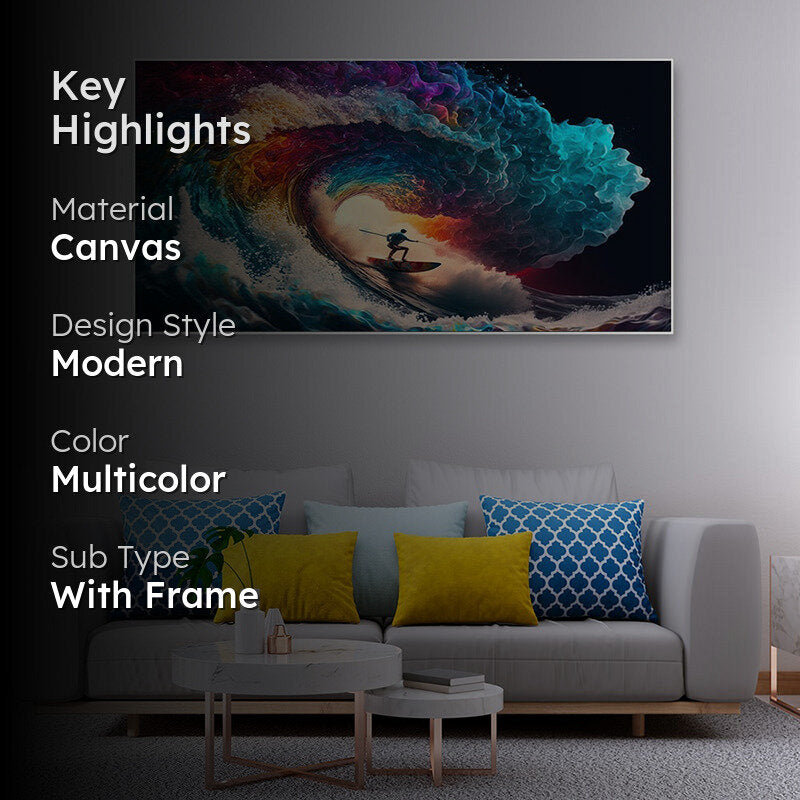Cosmic Surfer Canvas Wall Painting media 2