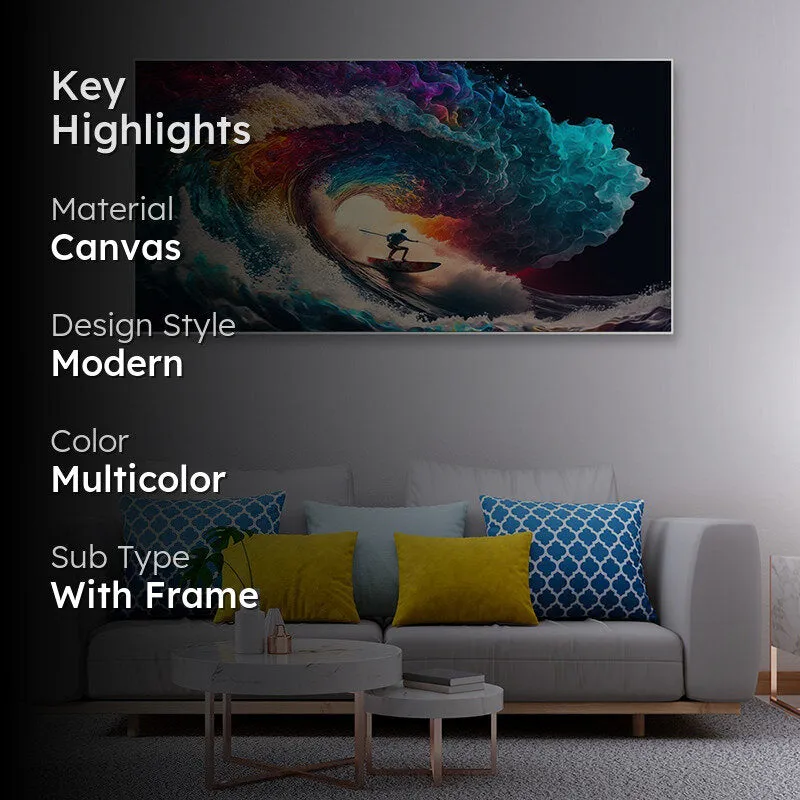 Cosmic Surfer Canvas Wall Painting media 2