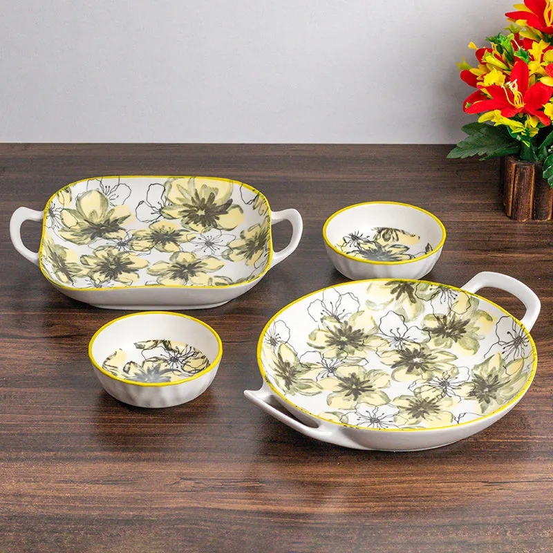 Verdant Bloom Porcelain Platter - Four Piece Set media 1