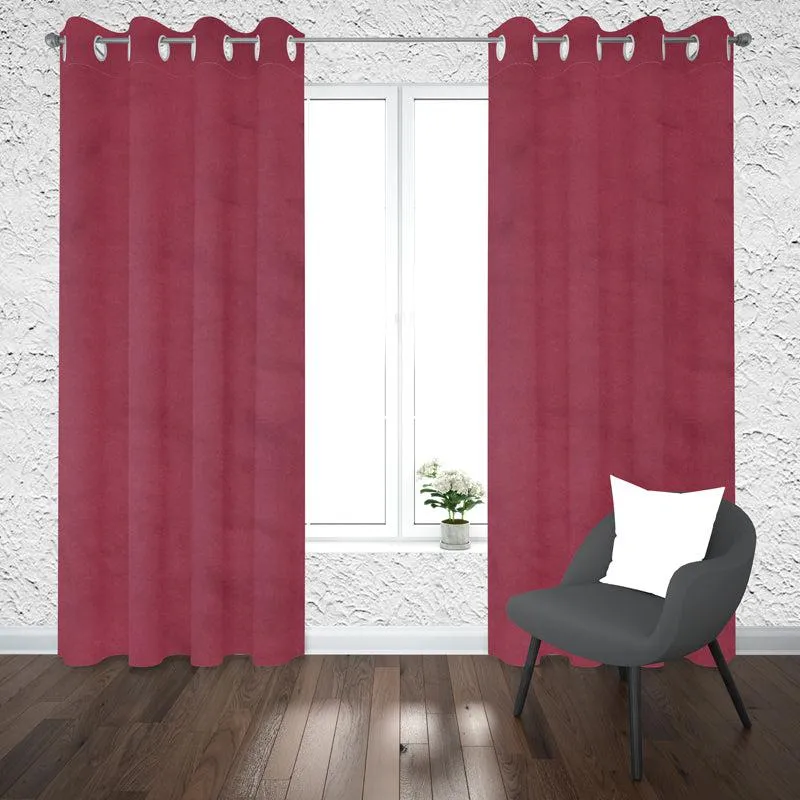 Cisco Solid Curtains (Maroon) - Set Of Two media 1