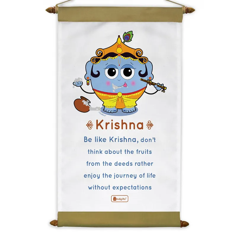 Whimsy Cute Krishna Motivational Canvas Wall Accent media 4