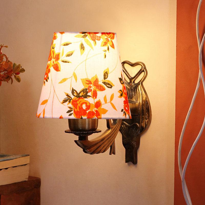 Love Gleam Atva Ibis Flora Conical Fabric & Metal Wall Lamp