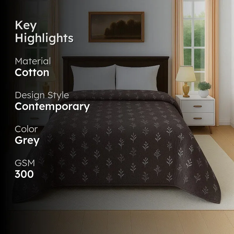 Dreamnest Floral Cotton Comforter (Grey) - 300 GSM media 2