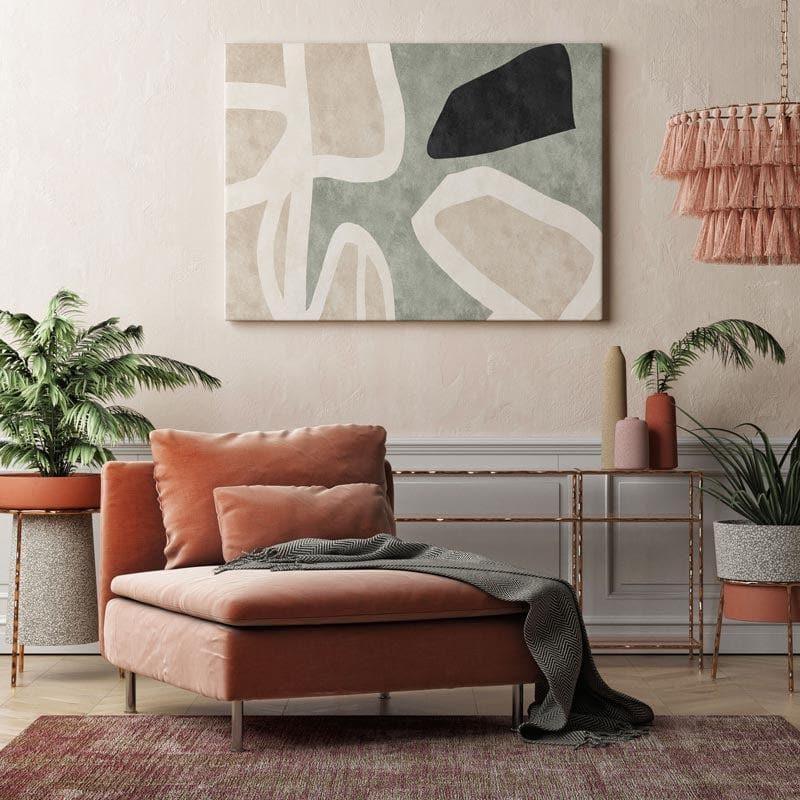 Green Neutral Geometry Wall Painting - Gallery Wrap media 3