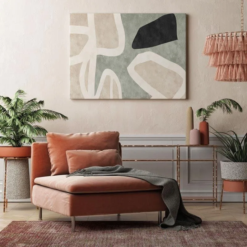 Green Neutral Geometry Wall Painting - Gallery Wrap media 3