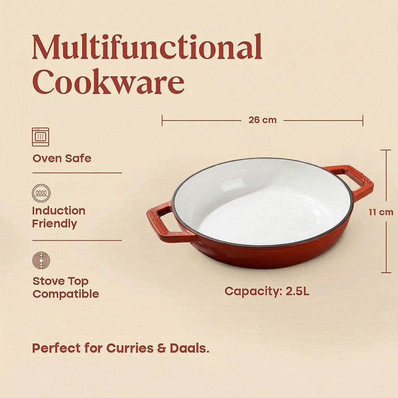 Cumin Co Enamel Cast Iron Braiser(Red) - 4000 mL media 9