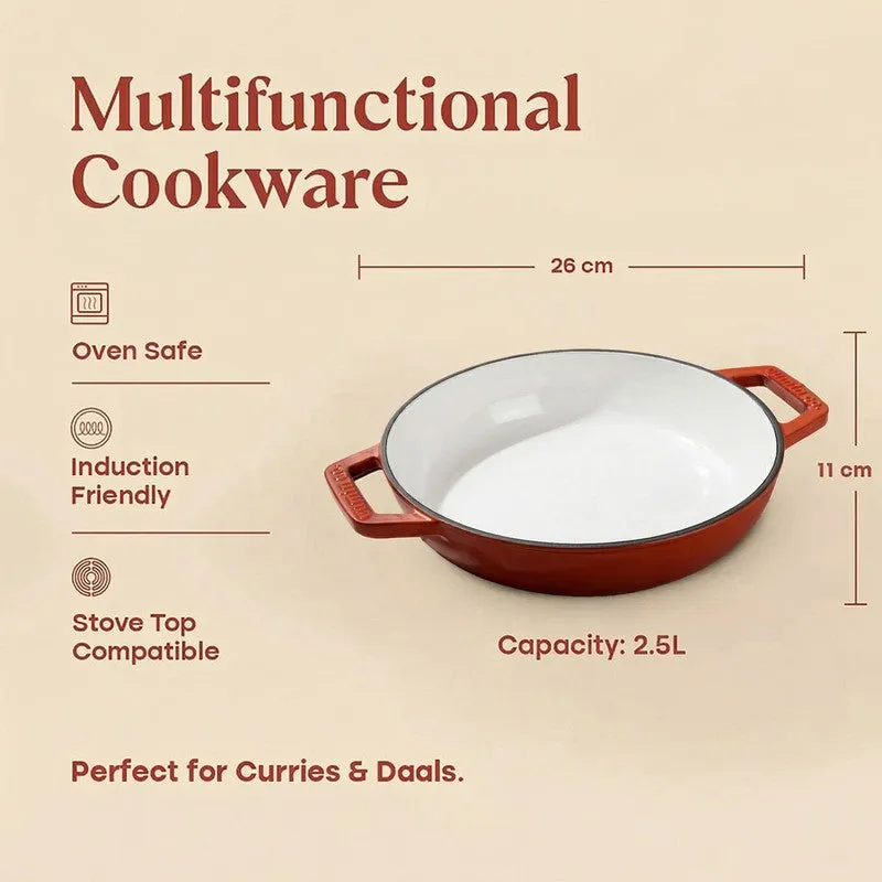 Cumin Co Enamel Cast Iron Braiser(Red) - 4000 mL media 9