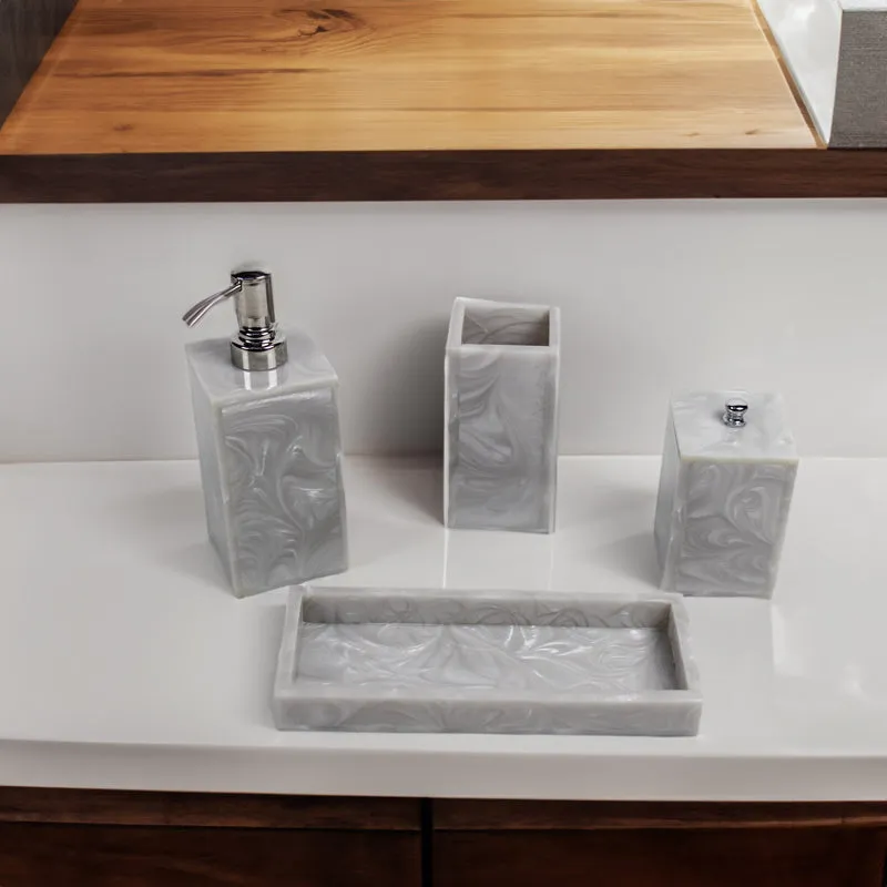 Svela Resin Bathroom Set (Grey) - Four Piece Set media 1