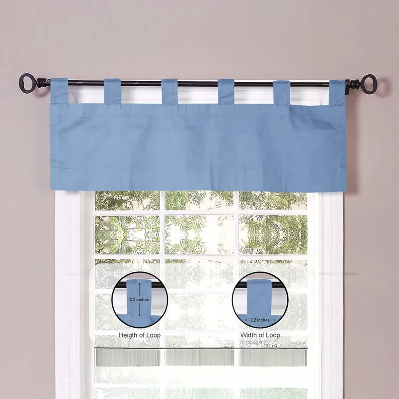 Tab Tale Flat Curtain Valance (Sky Blue) - Set Of Two media 4