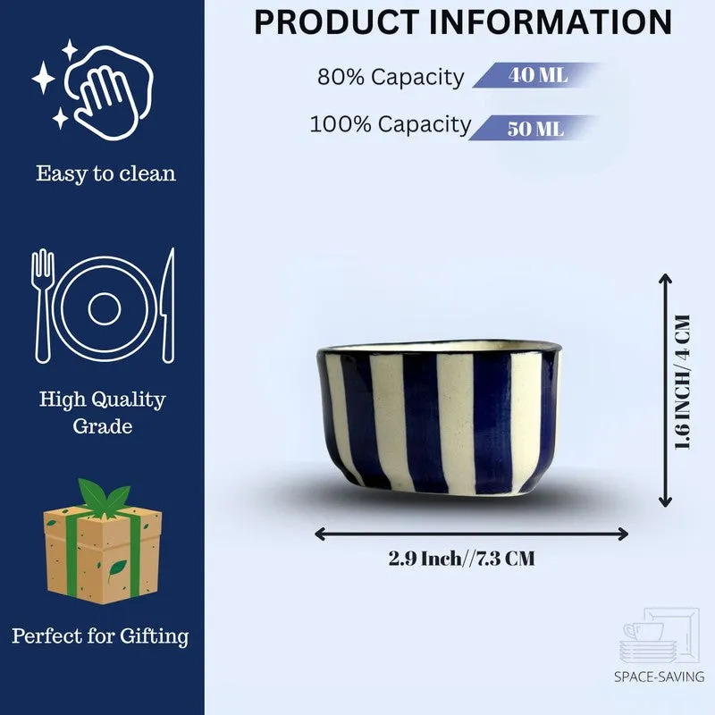 Annavya Ceramic Dip Bowls (Blue,White ,50 mL Each) - Set Of Two media 7