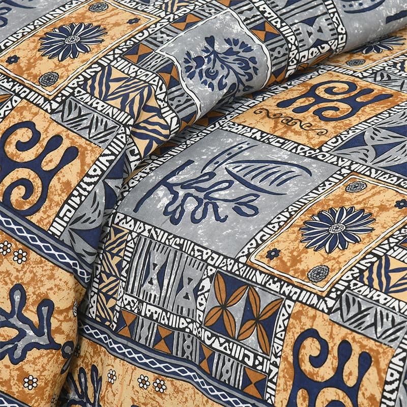 Tvisha Tribal Applique Print Cotton Bedsheet (Yellow,Grey) - 180 TC media 3