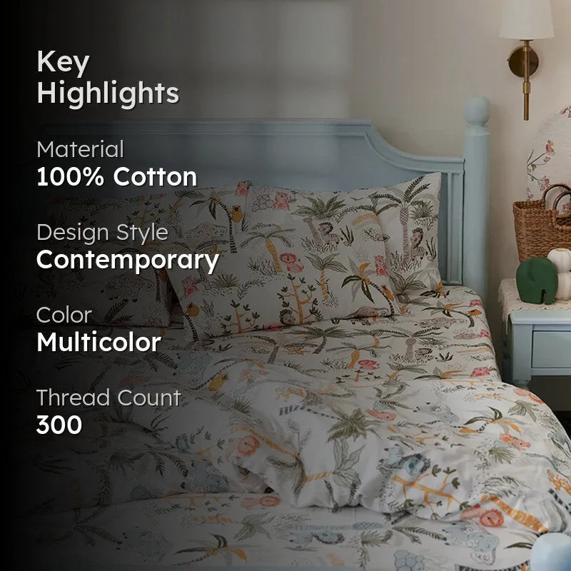 Playful Forest Printed Cotton Duvet Cover media 2