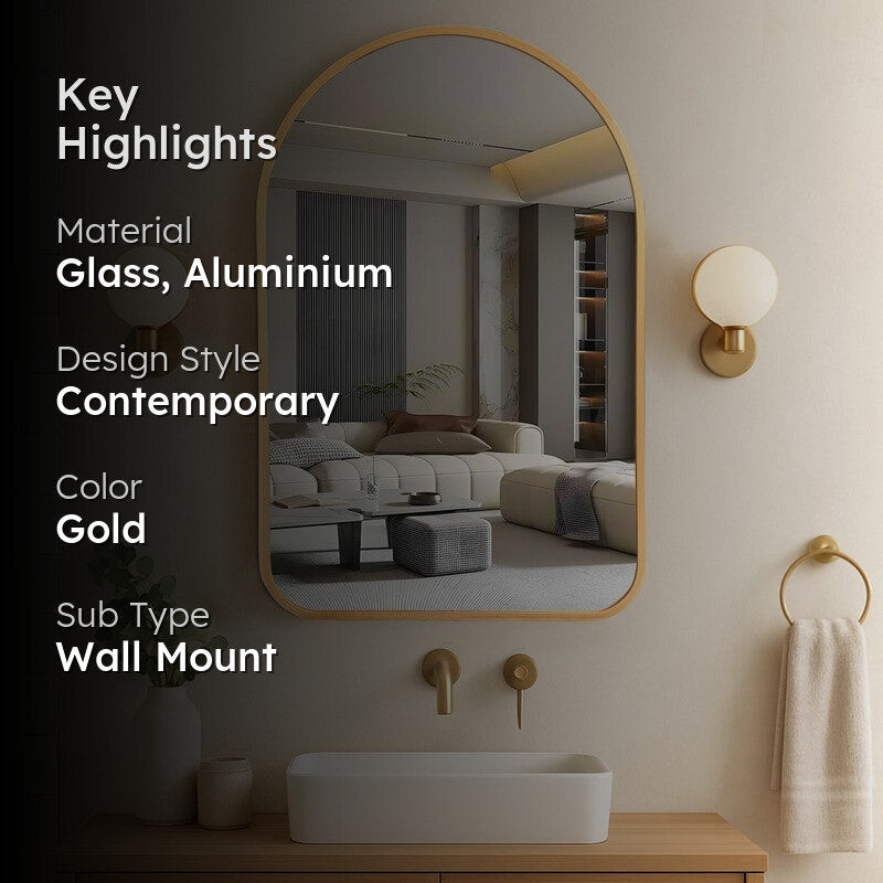 Clarion Arch Wall Mirror With Aluminium Frame - Gold media 2